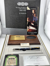 Parker Duofold Blue Marble 1888-1988 Centennial Collector Edition - First Year Parker CapTop Medallion - Fine \18kt Gold Nib