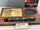 Parker Duofold Blue Marble 1888-1988 Centennial Collector Edition - First Year Parker CapTop Medallion - Fine \18kt Gold Nib