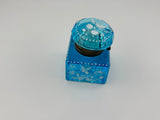 Inkwell Vintage circa 1930 excellent condition - Electric Blue Crystal Enamel Floral Design