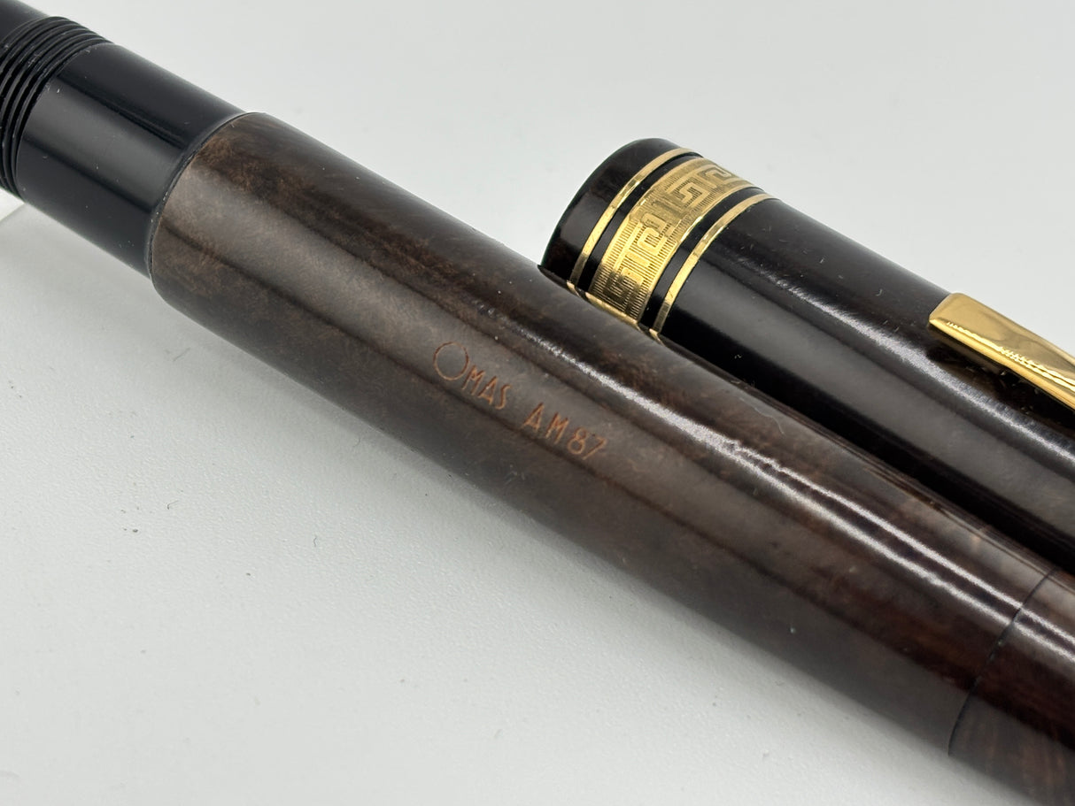 OMAS Largest Size Ogiva AM87 Olive Brown Briarwood Fountain Pen - Medium 18kt Gold Nib
