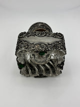 Inkwell Vintage circa 1930 excellent condition - Glass and silver metal floral overlay