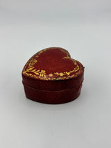Inkwell Vintage circa 1930 excellent condition Heart shape - Red leather over brass Made in England