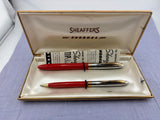 Sheaffer Snorkel set Red Chrome cap  - New old stock and boxed