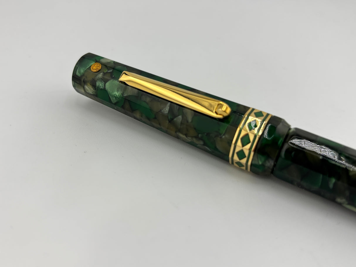 Wahl-Eversharp Oversize Doric Green Kashmir  Fountain Pen - Large #8 Semi-Flex Medium 14kt Gold Nib