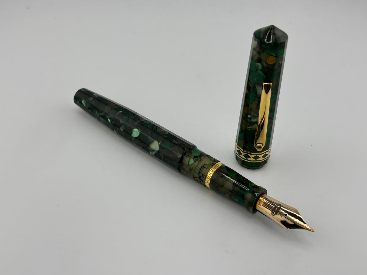 Wahl-Eversharp Oversize Doric Green Kashmir  Fountain Pen - Large #8 Semi-Flex Medium 14kt Gold Nib