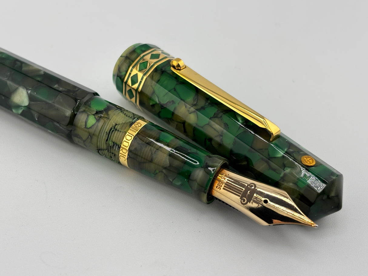 Wahl-Eversharp Oversize Doric Green Kashmir  Fountain Pen - Large #8 Semi-Flex Medium 14kt Gold Nib