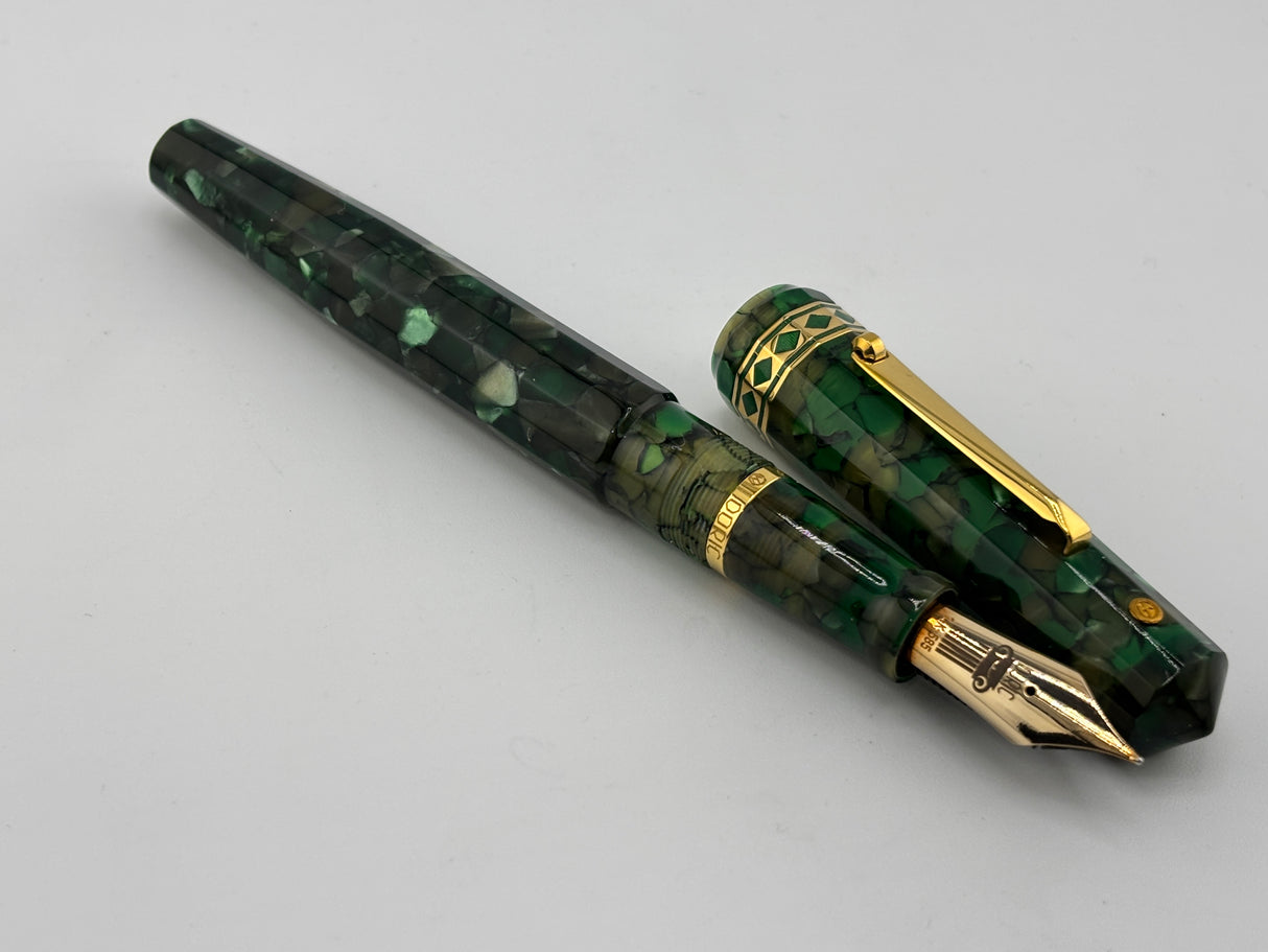 Wahl-Eversharp Oversize Doric Green Kashmir  Fountain Pen - Large #8 Semi-Flex Medium 14kt Gold Nib