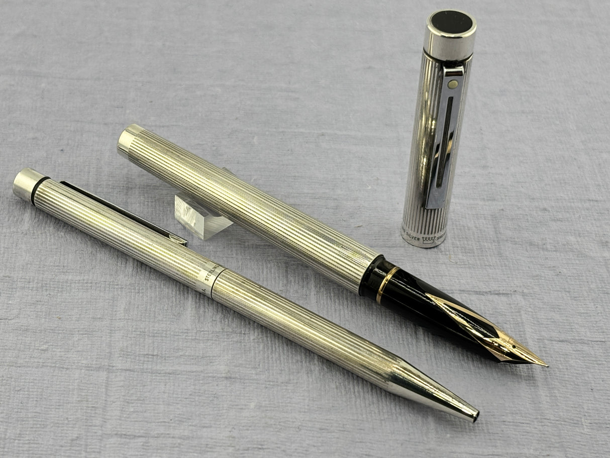Sheaffer Targa Set full sterling silver 925 - Fountain Pen and Ball Pen