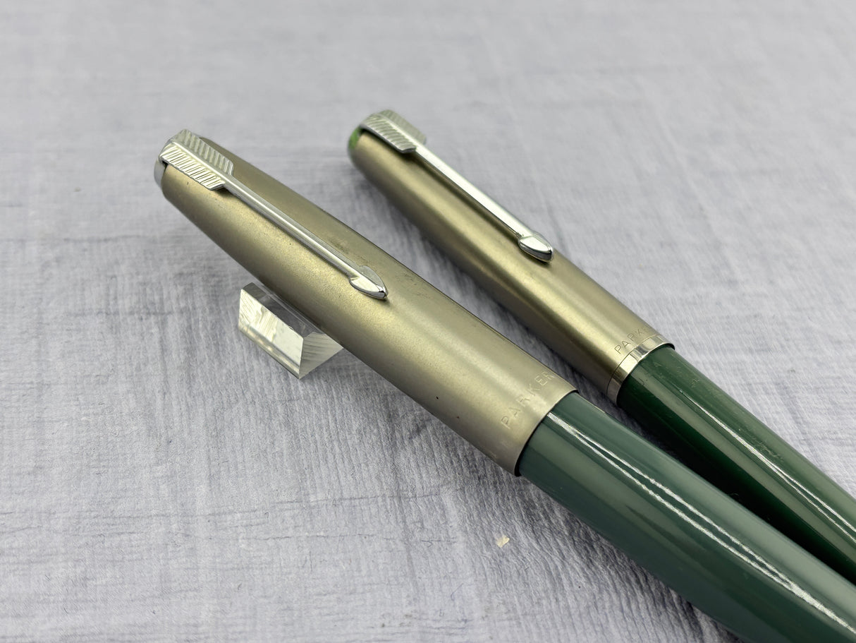 Parker 51 Set Grey Steel  Cap Aerometric -  Fountain Pen and pencil