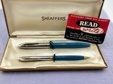 Sheaffer Snorkel set Blue Chrome cap  - New old stock and boxed