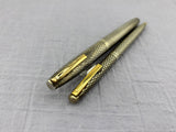 Sheaffer Imperial  Set Sterling Silver 925 Crossed lines 14k Gold Nib rare double broad !!