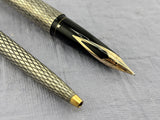 Sheaffer Imperial  Set Sterling Silver 925 Crossed lines 14k Gold Nib rare double broad !!