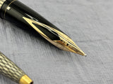 Sheaffer Imperial  Set Sterling Silver 925 Crossed lines 14k Gold Nib rare double broad !!