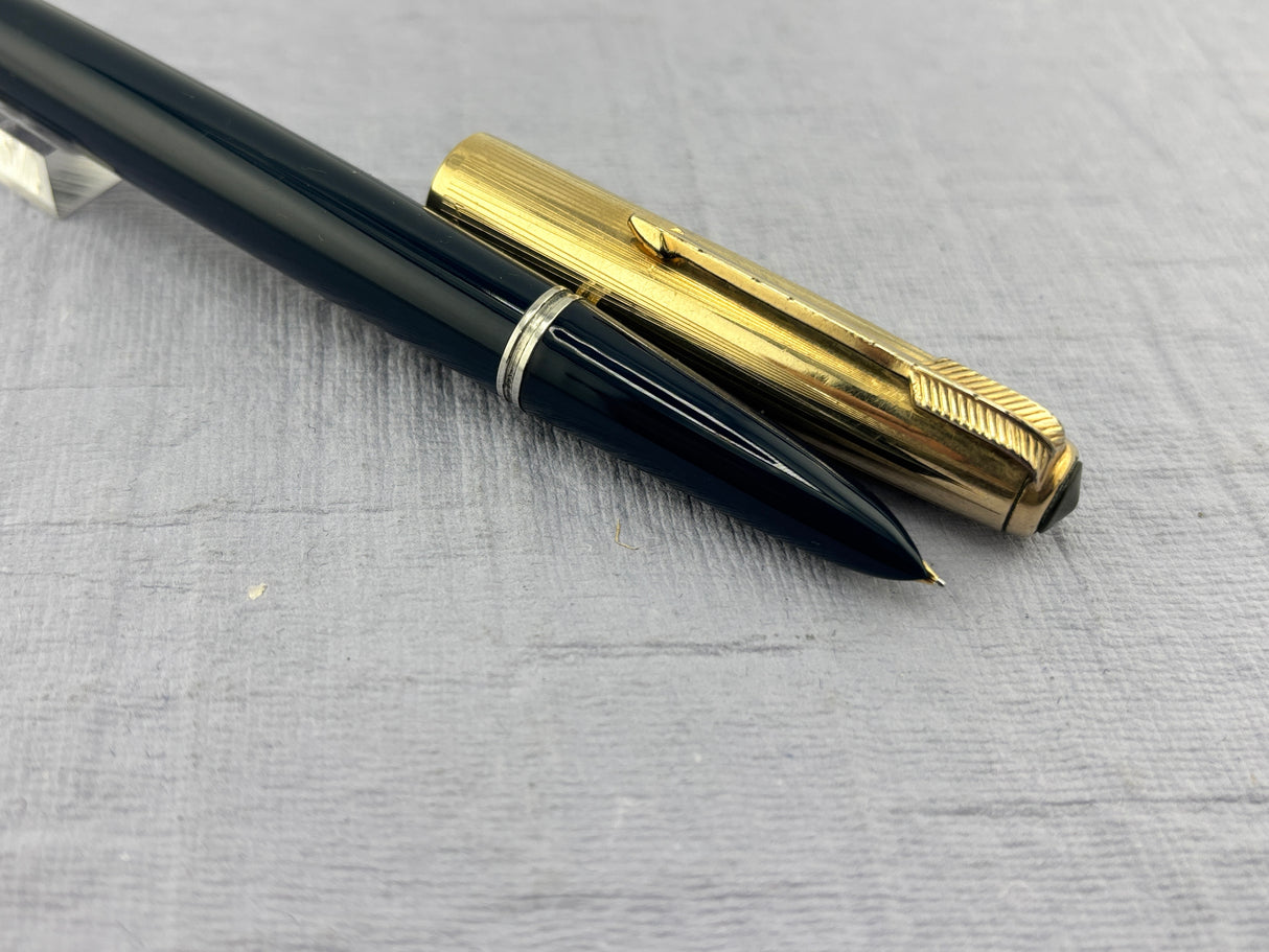 Parker 51 Navy Blue Gold Cap  Fountain Pen