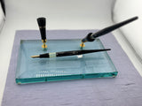 Omas wonderful desk set 2 pens Grigio perla celluloid circa 1975 New old stock RARE RARE
