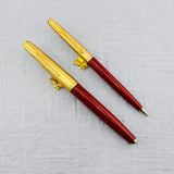 Parker 61 Set - Rage Red Rainbow Gold-Filled Cap USA - Fountain Pen and Pencil