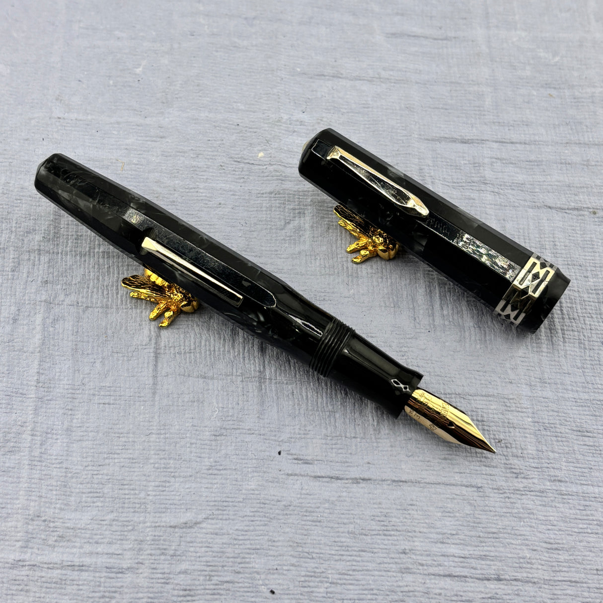 Wahl Eversharp Doric - Grey Burma Short Size - FLEX NIB 14K   - Fountain Pen