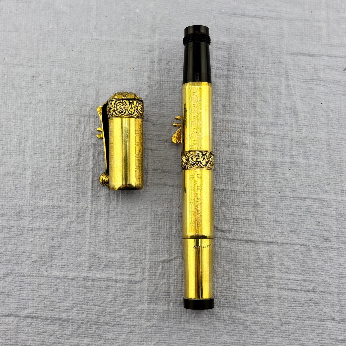 Magus Safety Fountain Pen  18 Carat Rolled Gold with Original Box