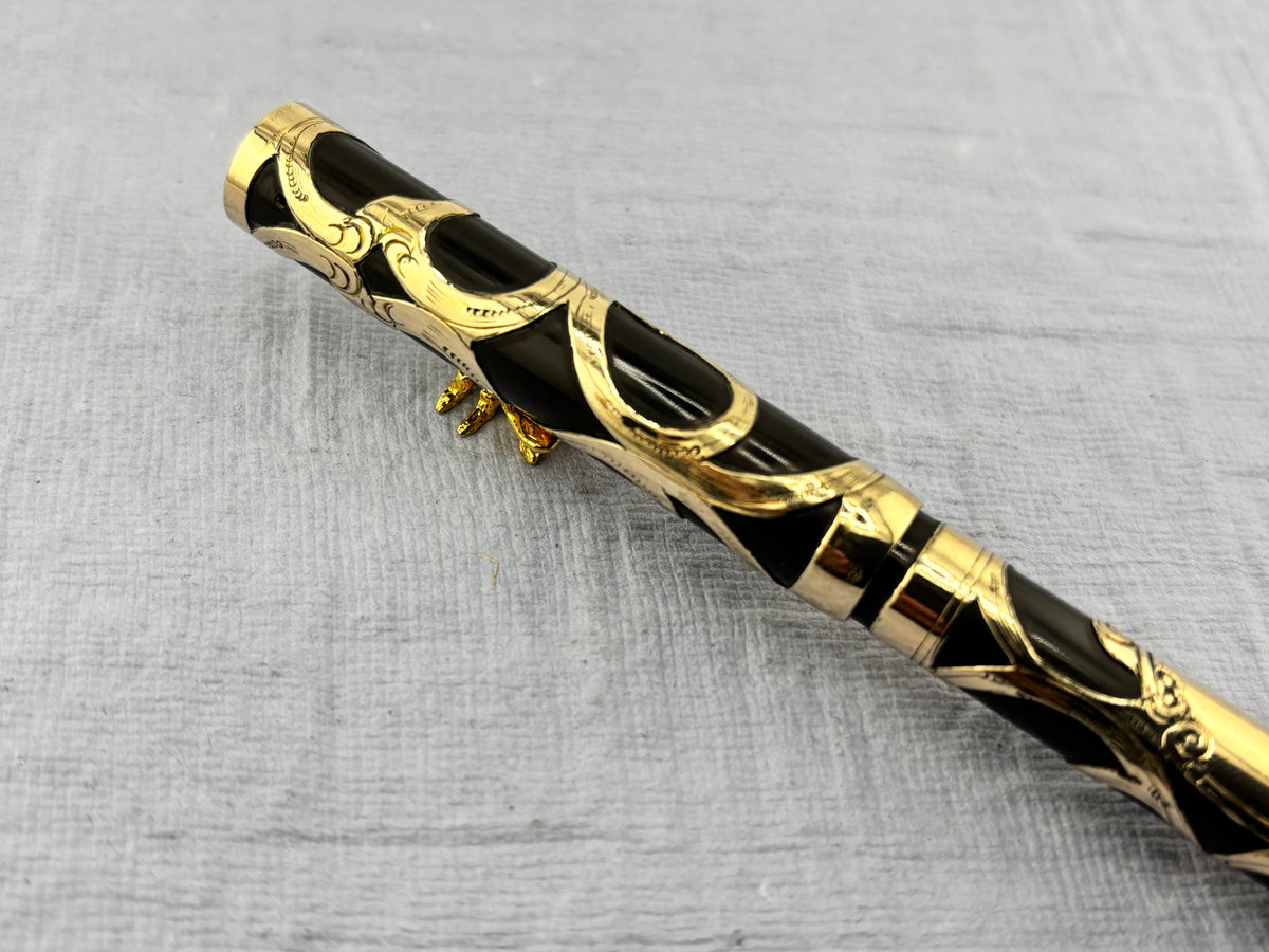 Parker Lucky Curve  #16  Gold Filled Filigree Overlay Eyedropper  - Fountain Pen