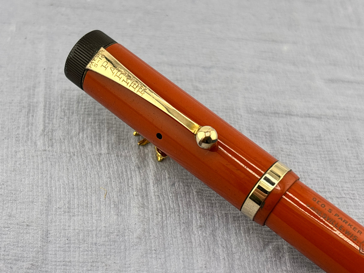 Parker Duofold Junior Red Hard Rubber  - Fountain Pen