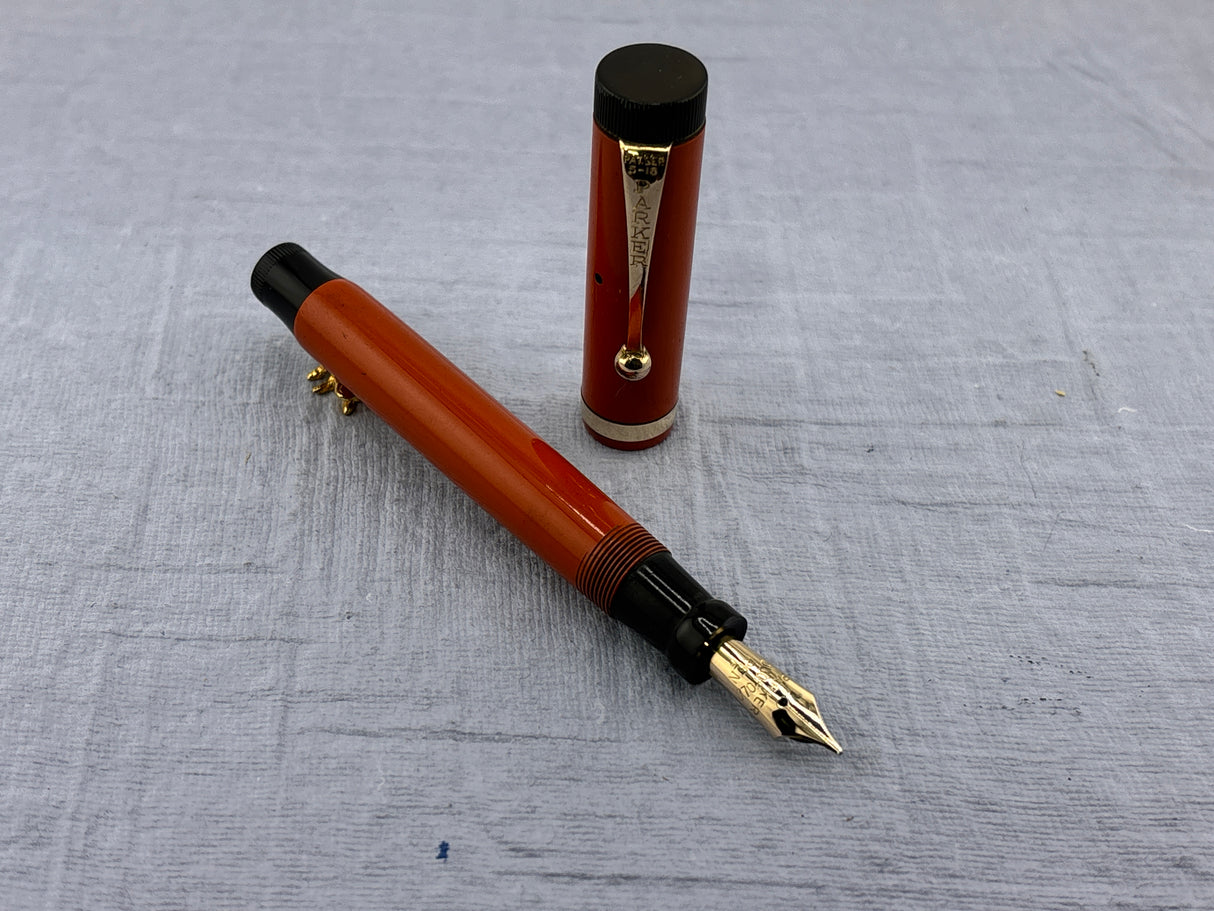 Parker Duofold Junior Red Hard Rubber  - Fountain Pen