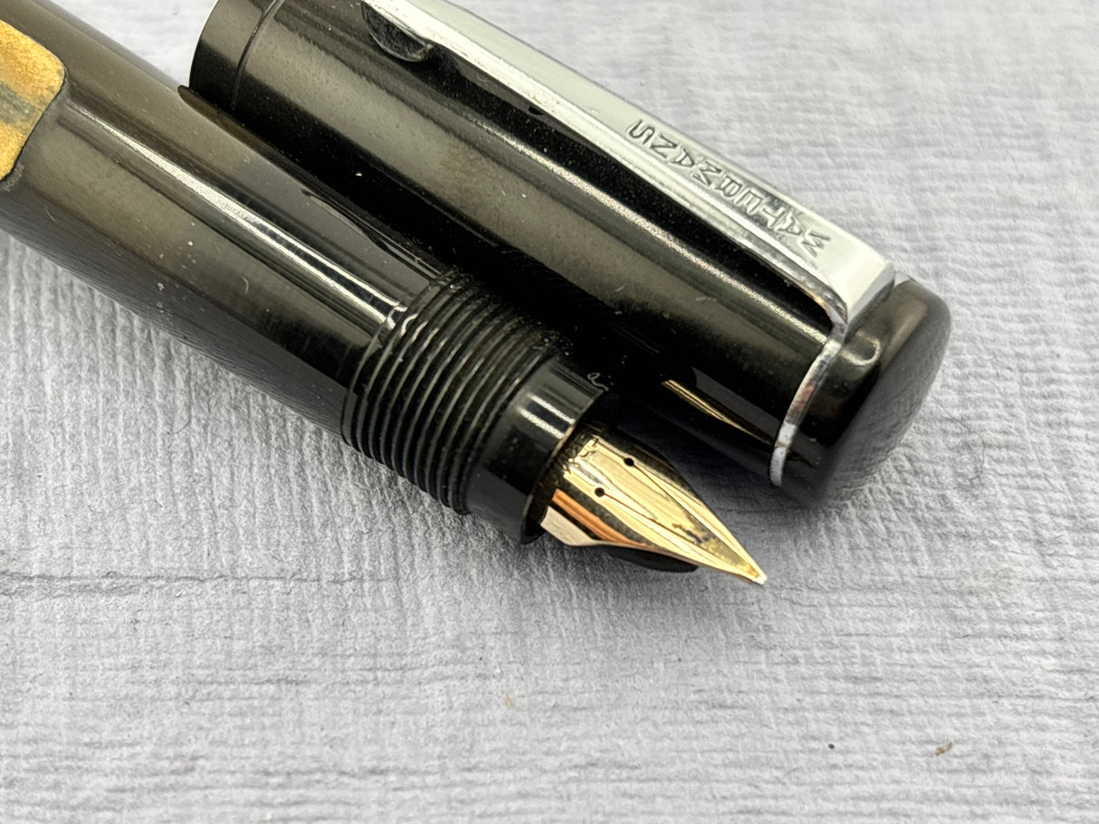 Waterman's USA LATE MODEL Safety Black with clip still have sticker on it "Music Nib"  - Fountain Pen