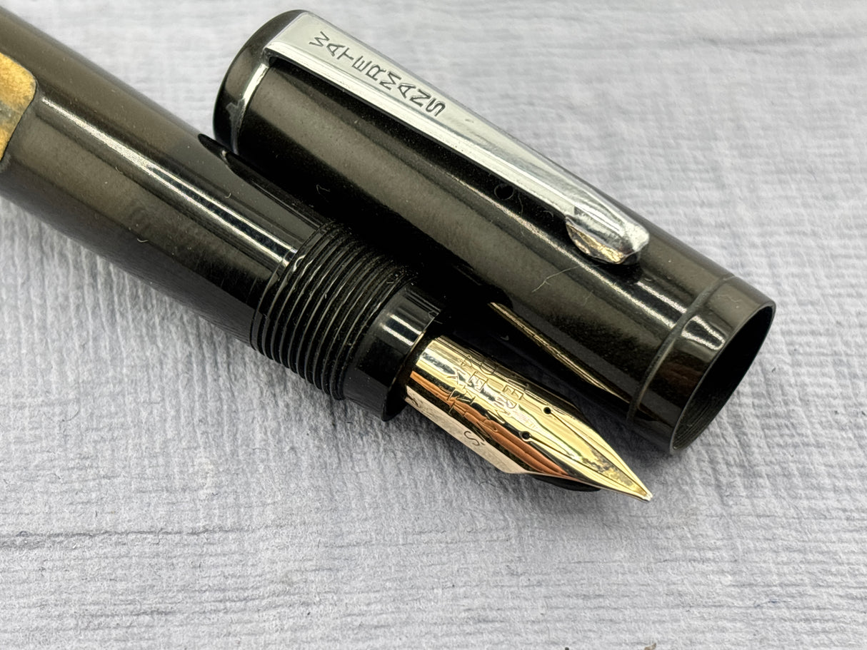 Waterman's USA LATE MODEL Safety Black with clip still have sticker on it "Music Nib"  - Fountain Pen