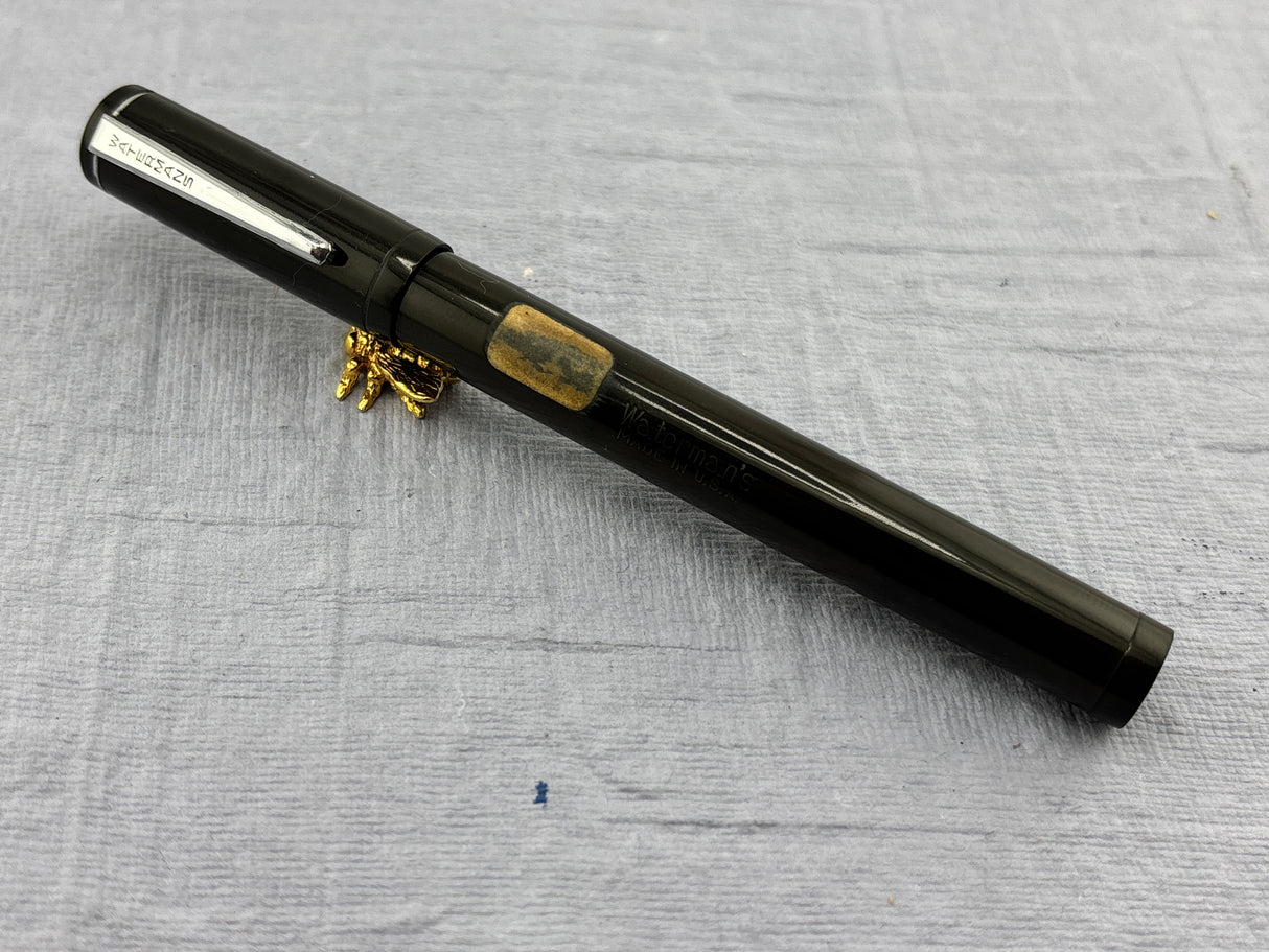 Waterman's USA LATE MODEL Safety Black with clip still have sticker on it "Music Nib"  - Fountain Pen