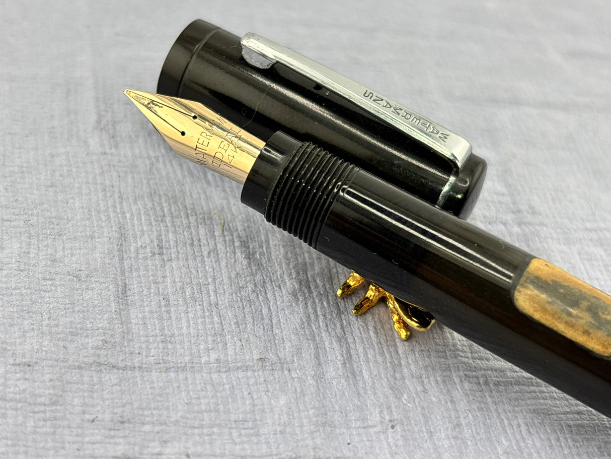 Waterman's USA LATE MODEL Safety Black with clip still have sticker on it "Music Nib"  - Fountain Pen