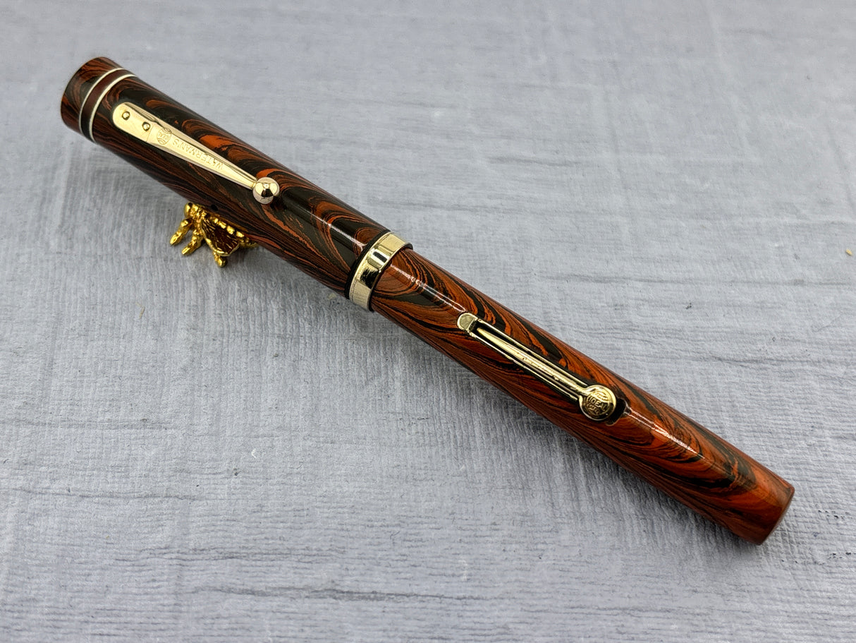 Waterman #5 Red/Black Ripple with Red Band + Correct "red" Nib  - Fountain Pen