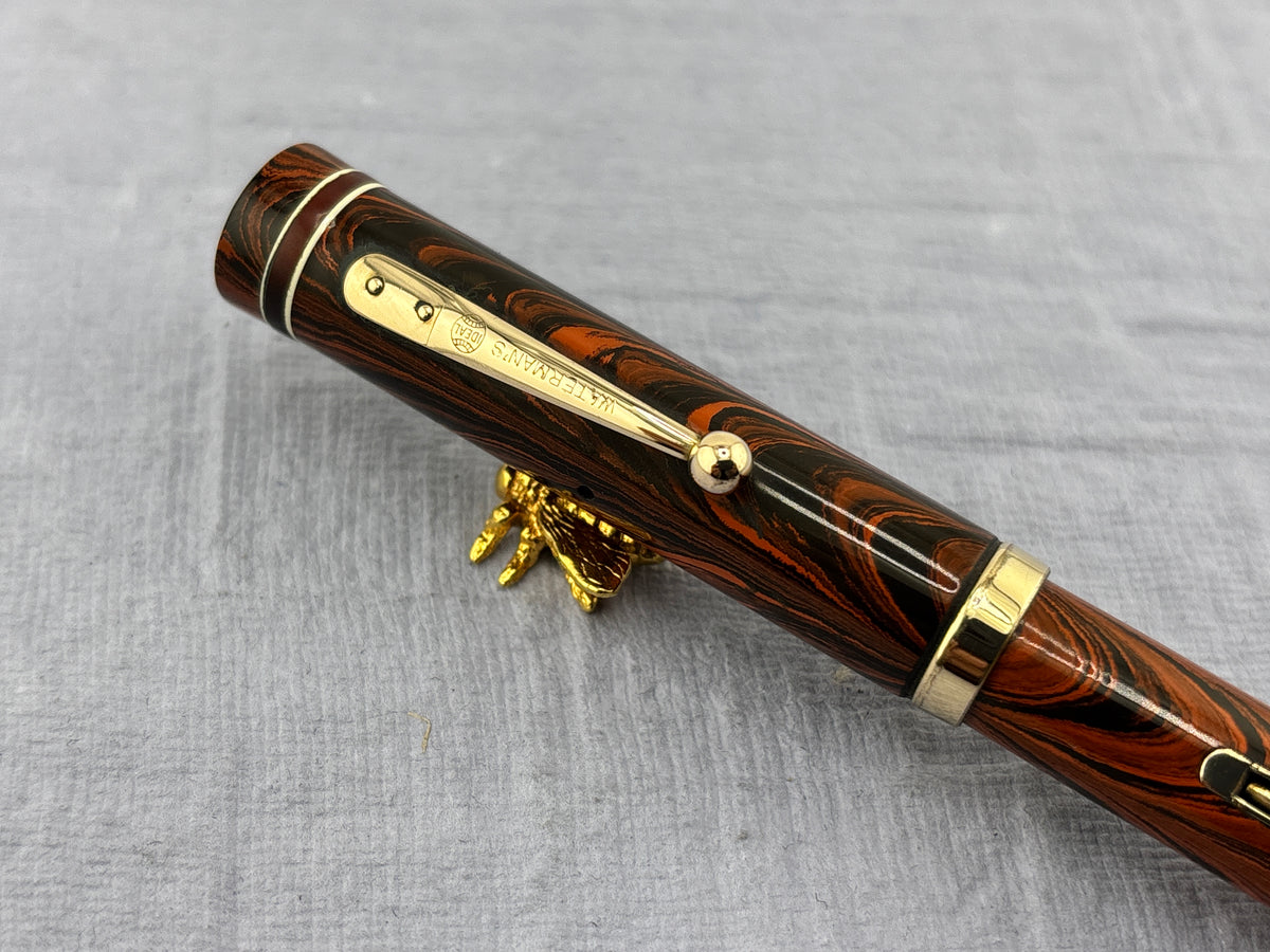 Waterman #5 Red/Black Ripple with Red Band + Correct "red" Nib  - Fountain Pen