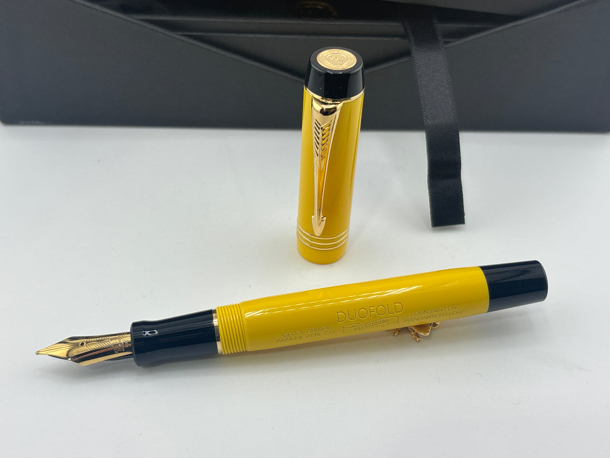 Parker Duofold Centennial Mandarin Yellow Limited Edition  Fountain Pen - Medium 18kt Gold Nib