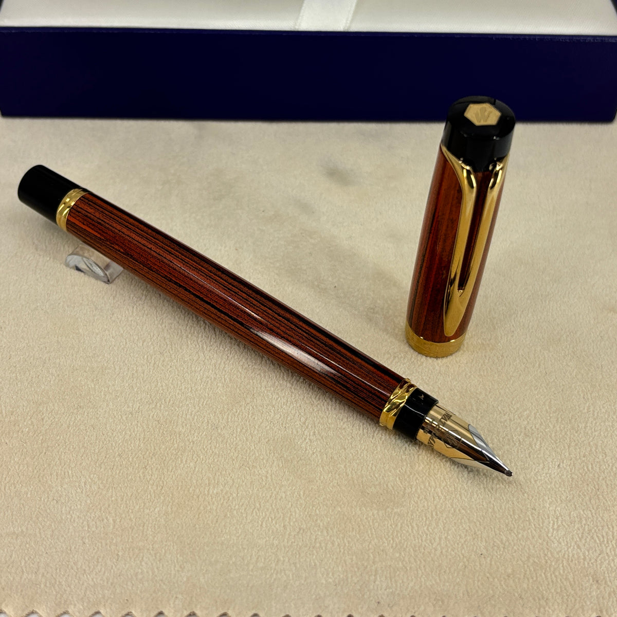 Waterman Liaison Ebonite Orange and Black Fountain Pen - Broad 18kt Gold Nib