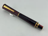 Delta Papillon Variegated Streaked Burgundy Resin  Fountain Pen  - Fine 18kt Gold Nib