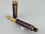 Delta Papillon Variegated Streaked Burgundy Resin  Fountain Pen  - Fine 18kt Gold Nib