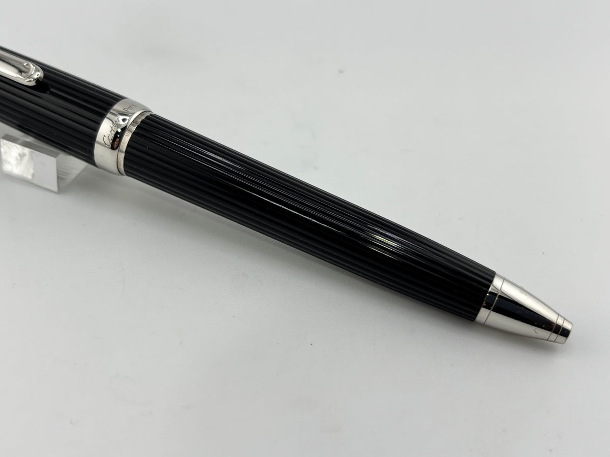 Cartier - Louis Cartier Black Fluted Ballpoint Pen - Platinum-Plated Trim
