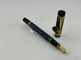 Parker International Duofold Blue Marble Fountain Pen - Fine 18kt Gold Nib