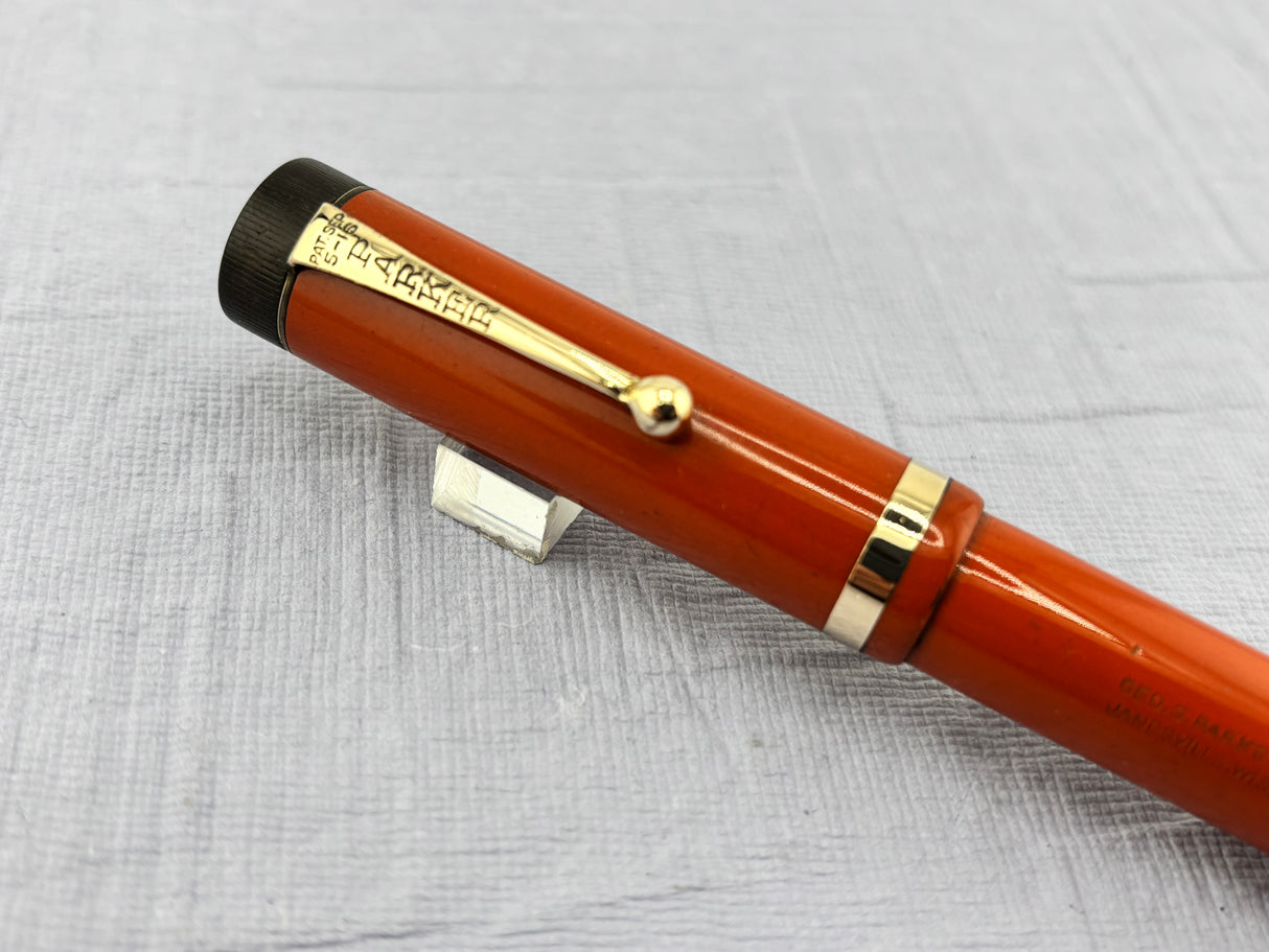 Parker Duoflod Senior Red Hard Rubber  Fountain Pen