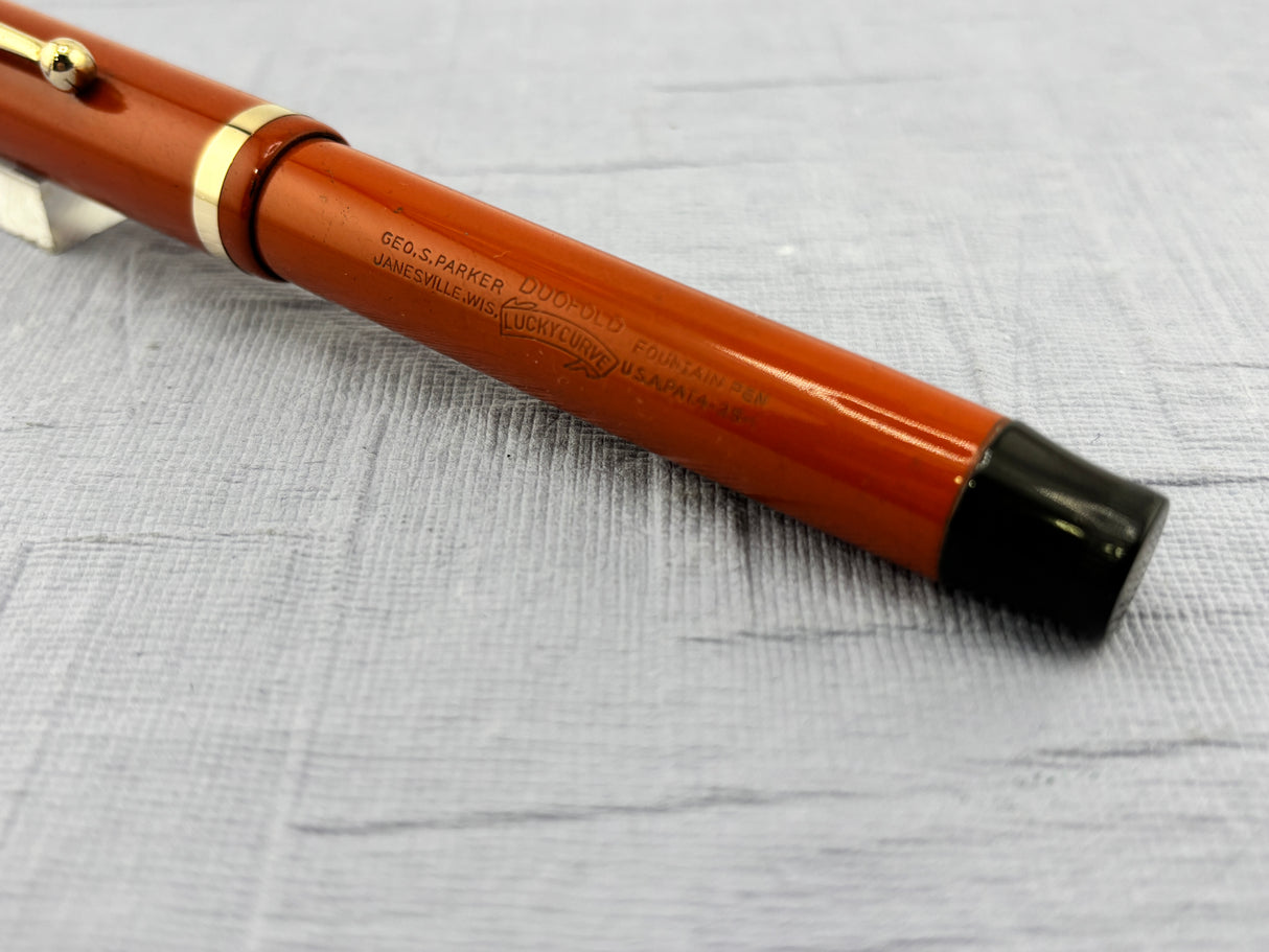 Parker Duoflod Senior Red Hard Rubber  Fountain Pen