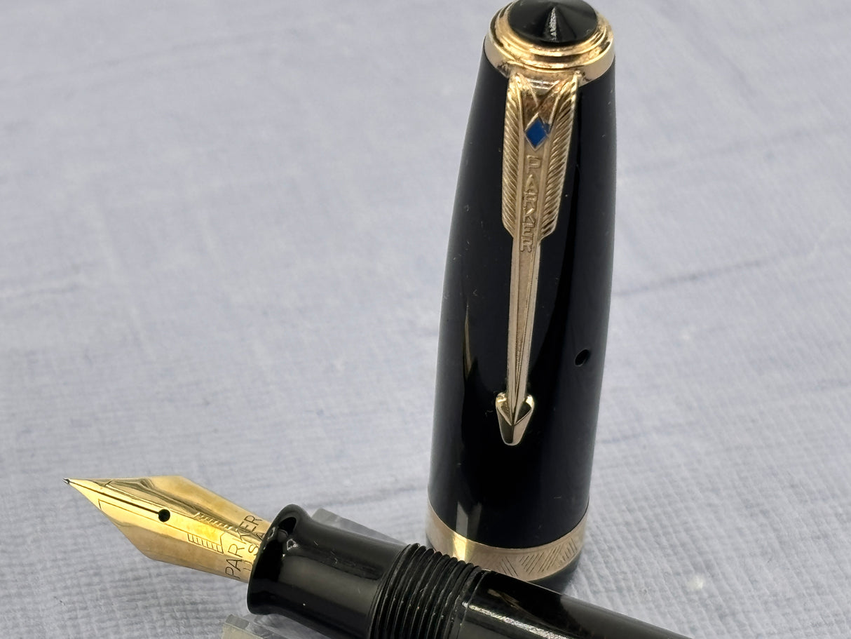 Parker Vacumatic Standard Black Diamond clip  FLEX nib - Fountain Pen