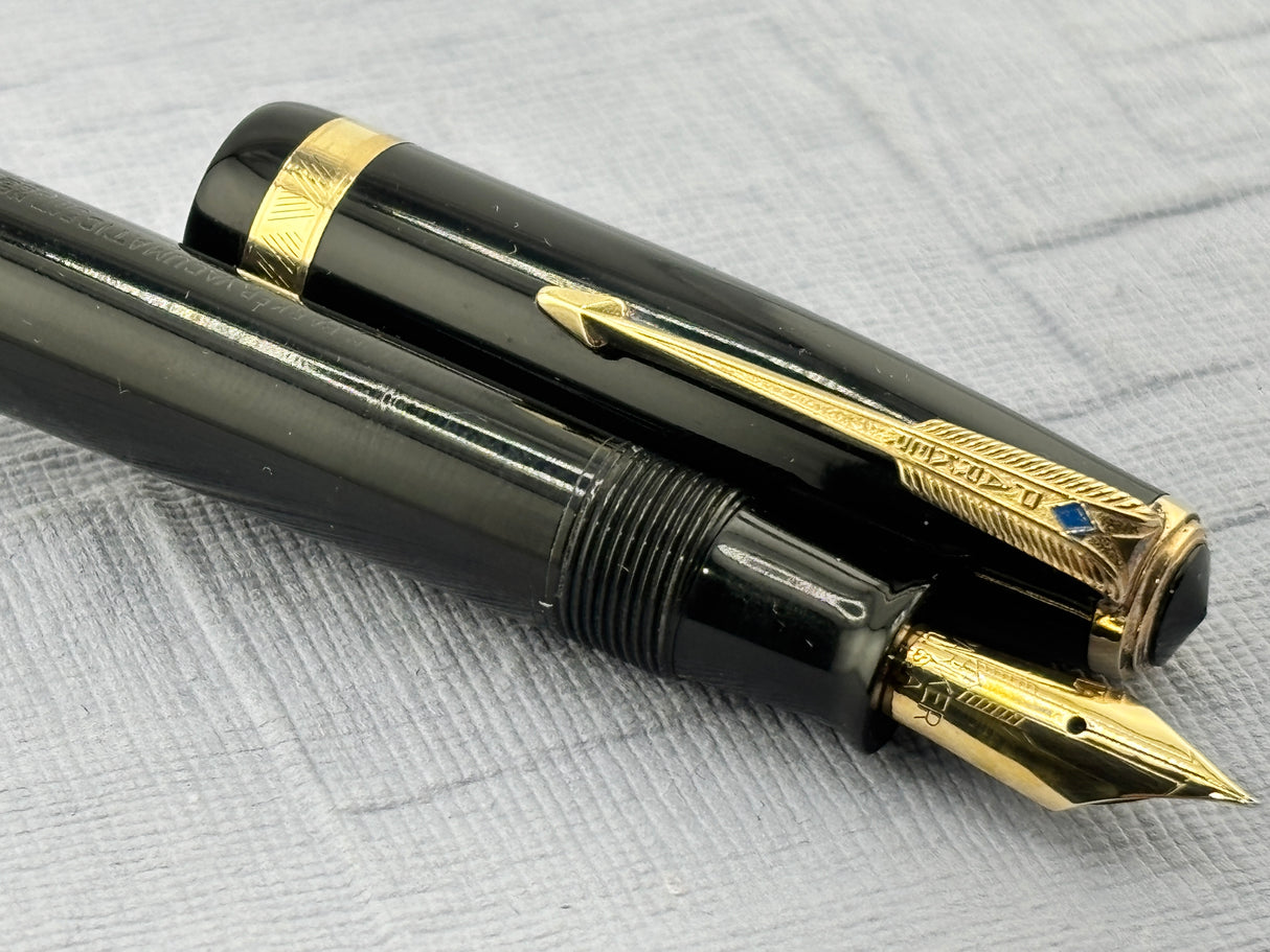 Parker Vacumatic Standard Black Diamond clip  FLEX nib - Fountain Pen