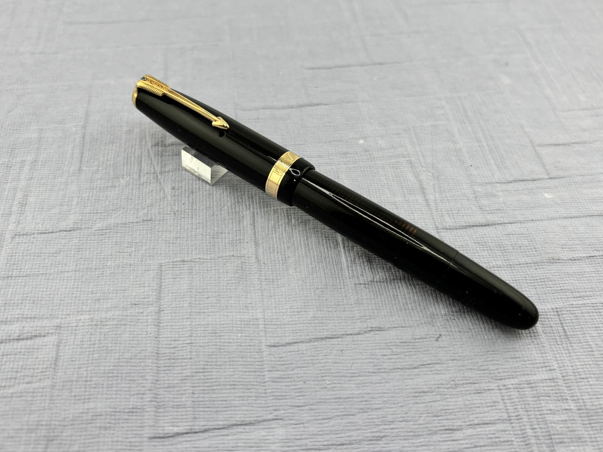 Parker Vacumatic Standard Black Cap striped transparent Laminated  Barrel Diamond clip - Fountain Pen