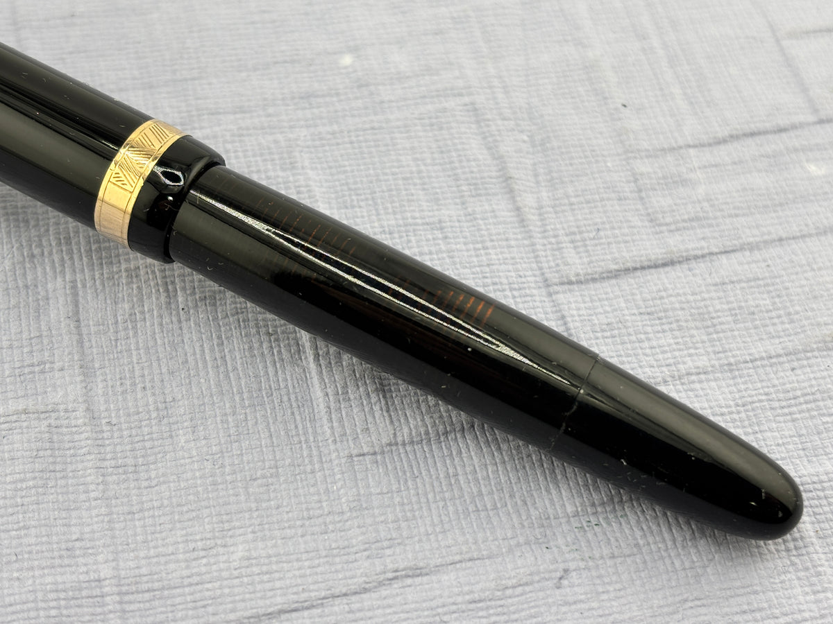 Parker Vacumatic Standard Black Cap striped transparent Laminated  Barrel Diamond clip - Fountain Pen
