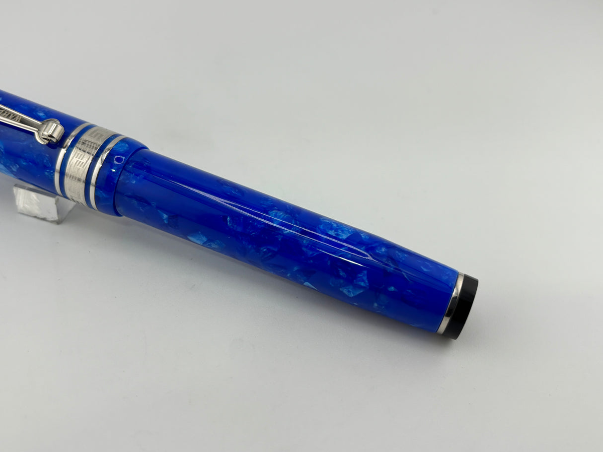 Wahl-Eversharp Decoband Lustrous Amalfi Blue w/Rhodium Plated Trim Fountain Pen - Large Medium 14kt Gold Nib