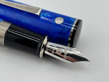 Wahl-Eversharp Decoband Lustrous Amalfi Blue w/Rhodium Plated Trim Fountain Pen - Large Medium 14kt Gold Nib