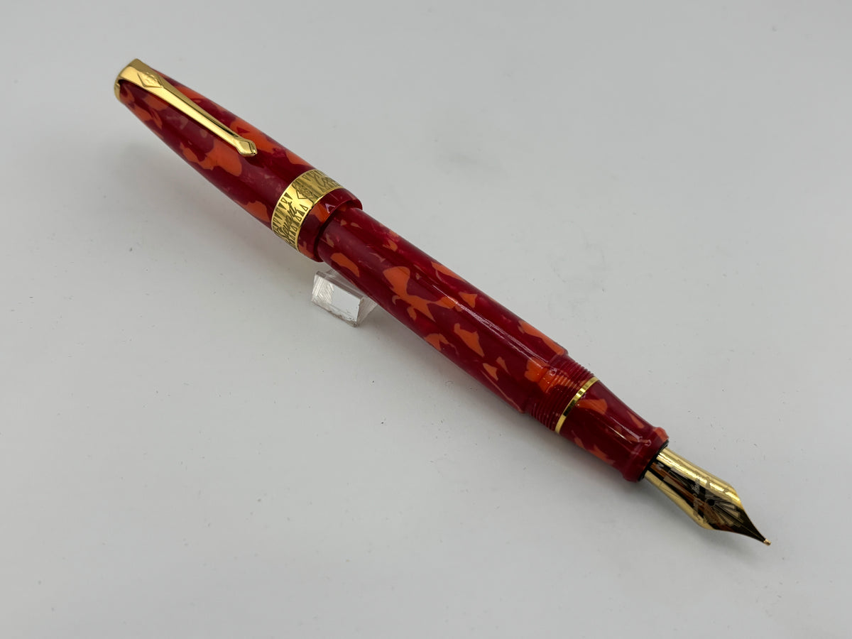 Conway Stewart "100" Red Mosaic Fountain Pen - Medium Gold-Plated Nib