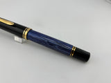 Pelikan Early M800 Black Cap/Blue Striped Barrel - Fine 18CGold Nib