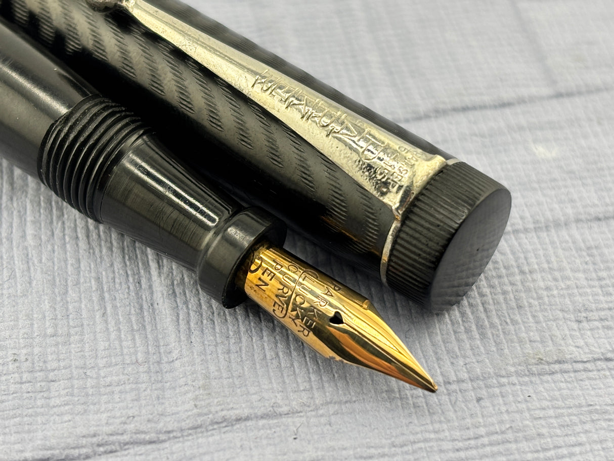 Parker Jack Knife  chased 20 1/2 Nice Flex Nib  - Fountain Pen