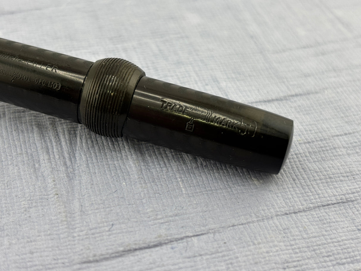 Conklin Toledo Crescent filler"50"  Black hard Rubber chased  # 5 nib very  good flex - Fountain Pen