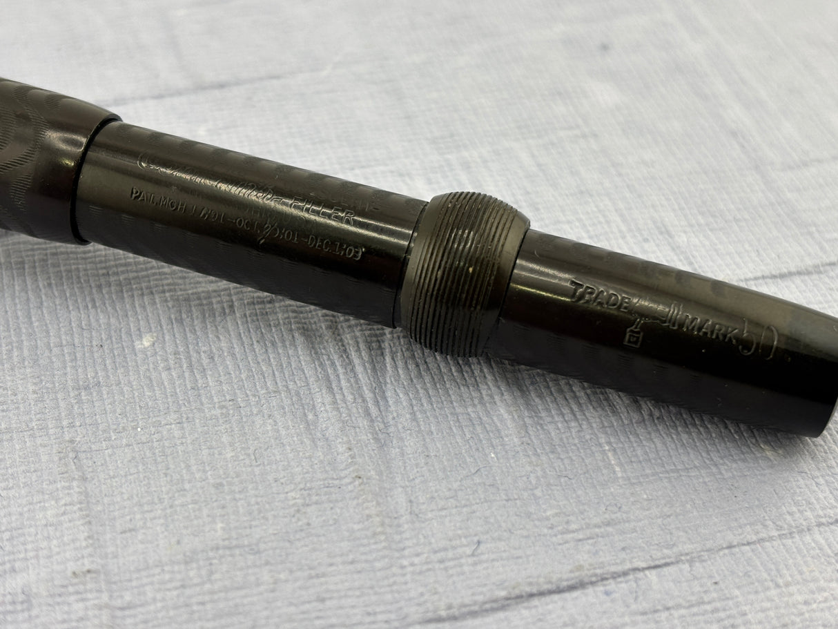 Conklin Toledo Crescent filler"50"  Black hard Rubber chased  # 5 nib very  good flex - Fountain Pen